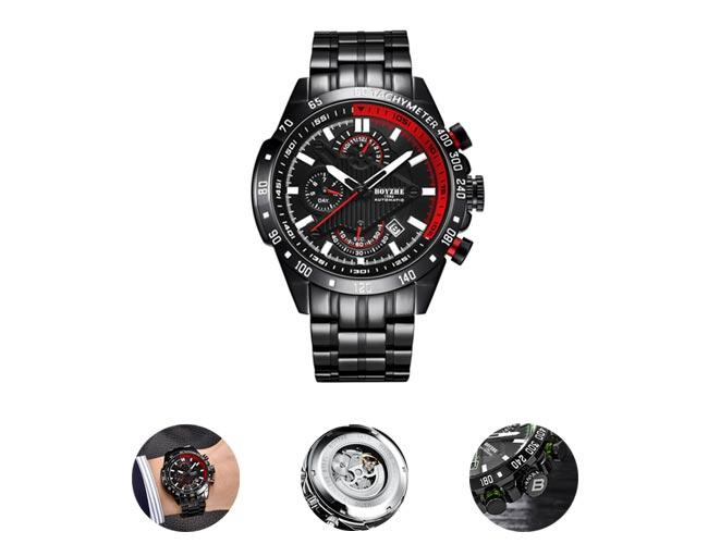 (免運)全自動機械錶 電子錶 BOYZHE(WL-010) 鋼帶手錶 防水錶 機械錶 電子手錶
